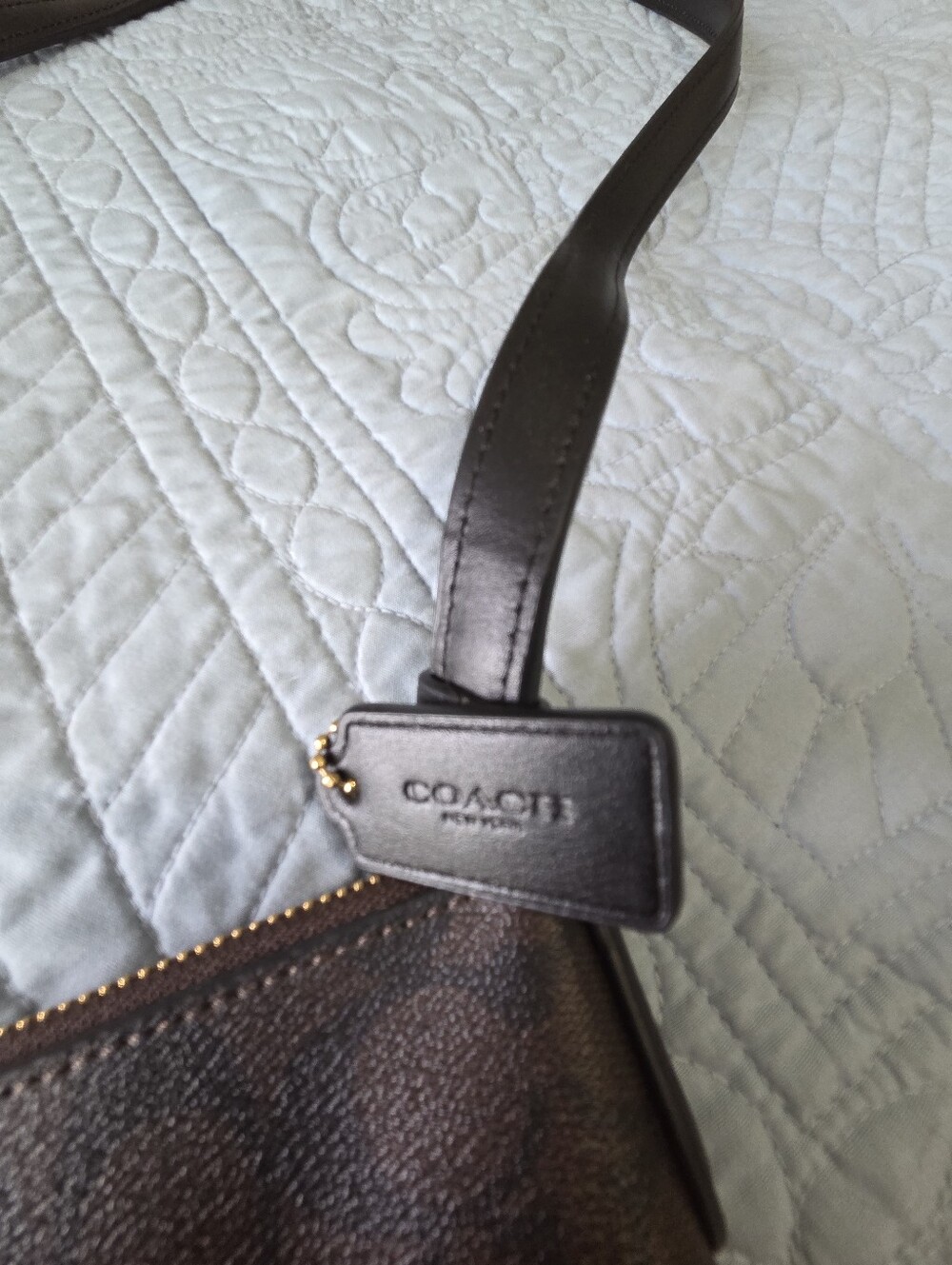 Coach Dark Brown Signature Crossbody with Gold Hardware - Picture 3 of 4